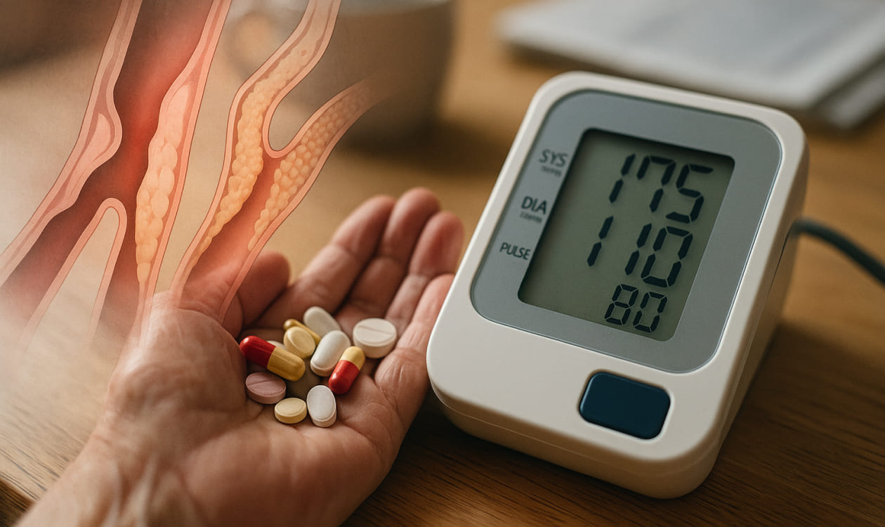 Person measuring blood pressure